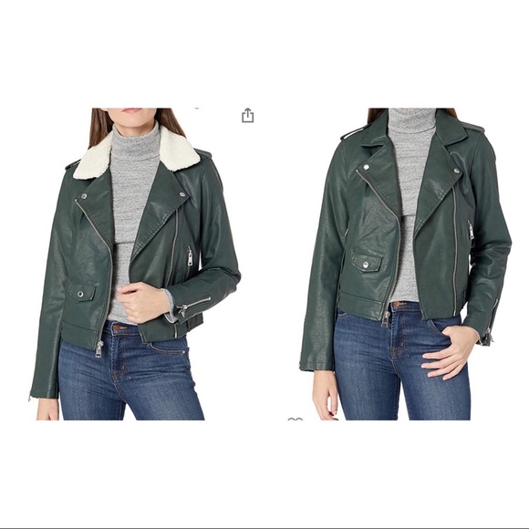 Levi's Jackets & Blazers - LEVIS Green Faux Leather Sherpa Motorcycle Jacket